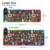 Coffee Cup Wireless Charging Mouse Pad for Mobile Phone Extra Large Gaming Mousepad with 13 Lighting Modes Computer Mat for Gaming MacBook PC Laptop Desk Home Office